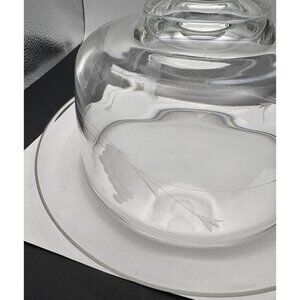 Arcoroc France 24 Pastry Cheese Cloche Clear Glass Etched